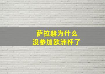 萨拉赫为什么没参加欧洲杯了