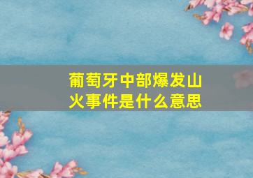 葡萄牙中部爆发山火事件是什么意思