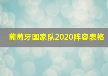 葡萄牙国家队2020阵容表格