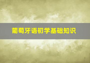 葡萄牙语初学基础知识