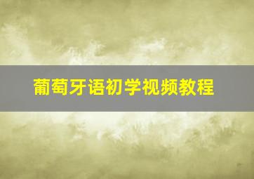 葡萄牙语初学视频教程