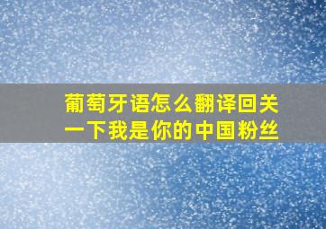 葡萄牙语怎么翻译回关一下我是你的中国粉丝