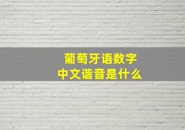 葡萄牙语数字中文谐音是什么