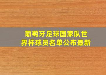 葡萄牙足球国家队世界杯球员名单公布最新