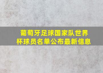 葡萄牙足球国家队世界杯球员名单公布最新信息