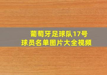 葡萄牙足球队17号球员名单图片大全视频