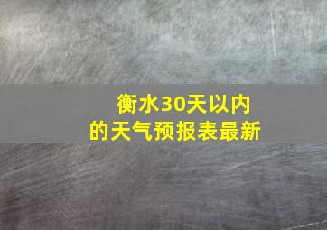 衡水30天以内的天气预报表最新