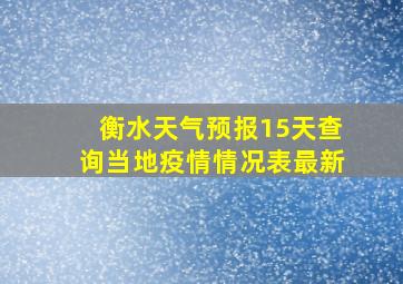 衡水天气预报15天查询当地疫情情况表最新