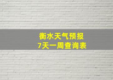 衡水天气预报7天一周查询表