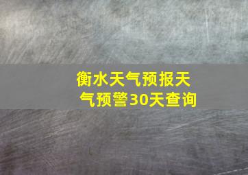 衡水天气预报天气预警30天查询