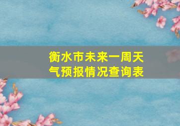 衡水市未来一周天气预报情况查询表