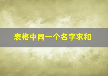 表格中同一个名字求和