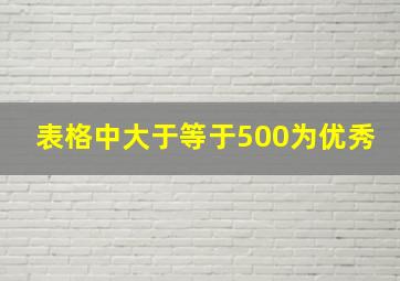 表格中大于等于500为优秀