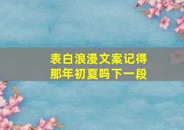 表白浪漫文案记得那年初夏吗下一段