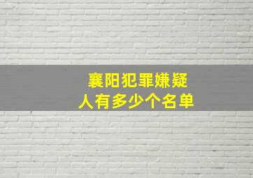 襄阳犯罪嫌疑人有多少个名单