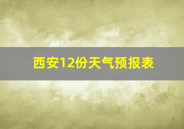 西安12份天气预报表