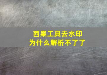 西果工具去水印为什么解析不了了