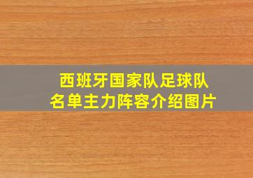 西班牙国家队足球队名单主力阵容介绍图片