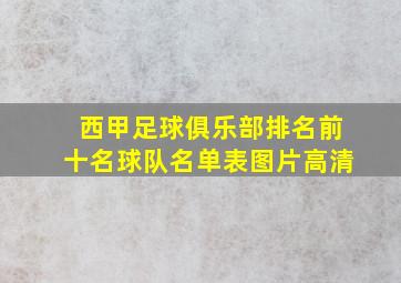 西甲足球俱乐部排名前十名球队名单表图片高清