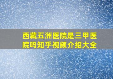 西藏五洲医院是三甲医院吗知乎视频介绍大全