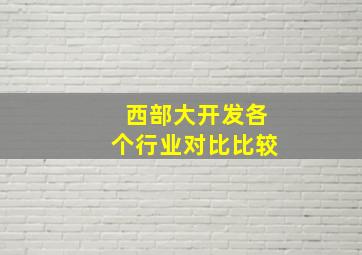 西部大开发各个行业对比比较