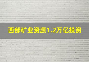 西部矿业资源1.2万亿投资