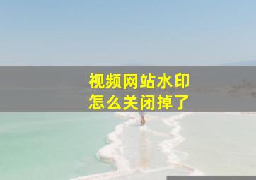 视频网站水印怎么关闭掉了