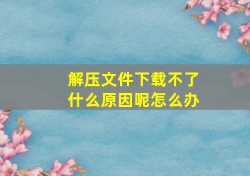 解压文件下载不了什么原因呢怎么办