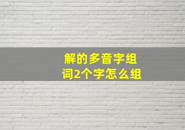 解的多音字组词2个字怎么组