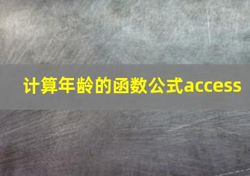 计算年龄的函数公式access