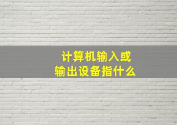 计算机输入或输出设备指什么