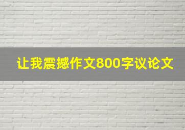 让我震撼作文800字议论文