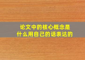 论文中的核心概念是什么用自己的话表达的