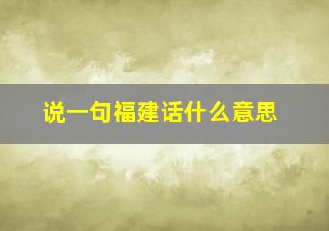 说一句福建话什么意思