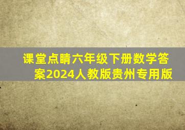 课堂点睛六年级下册数学答案2024人教版贵州专用版