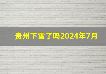 贵州下雪了吗2024年7月