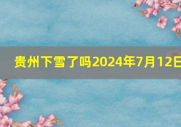 贵州下雪了吗2024年7月12日