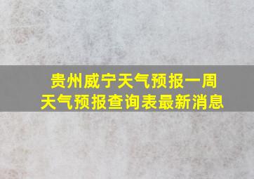 贵州威宁天气预报一周天气预报查询表最新消息