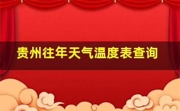 贵州往年天气温度表查询