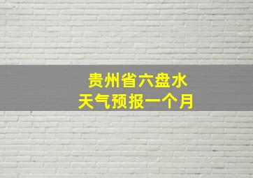 贵州省六盘水天气预报一个月