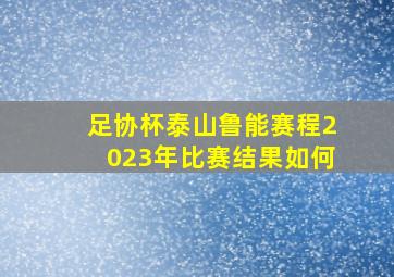 足协杯泰山鲁能赛程2023年比赛结果如何