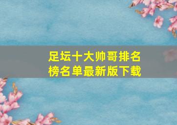 足坛十大帅哥排名榜名单最新版下载