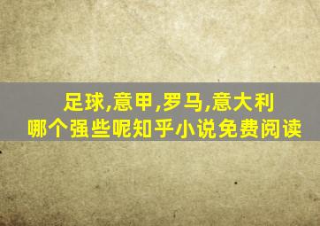 足球,意甲,罗马,意大利哪个强些呢知乎小说免费阅读