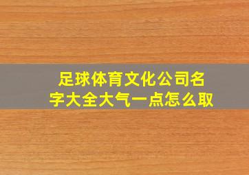 足球体育文化公司名字大全大气一点怎么取