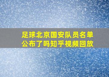 足球北京国安队员名单公布了吗知乎视频回放