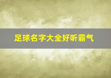 足球名字大全好听霸气