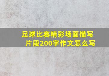 足球比赛精彩场面描写片段200字作文怎么写