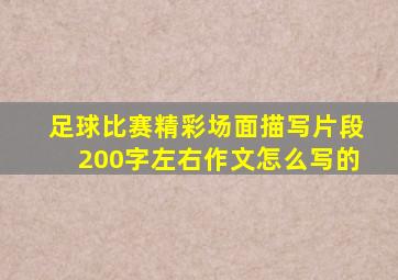 足球比赛精彩场面描写片段200字左右作文怎么写的