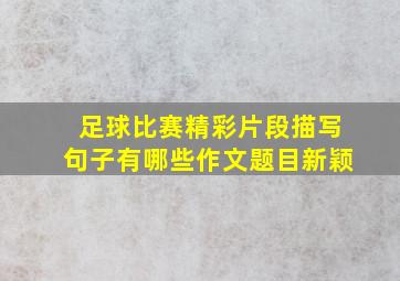 足球比赛精彩片段描写句子有哪些作文题目新颖