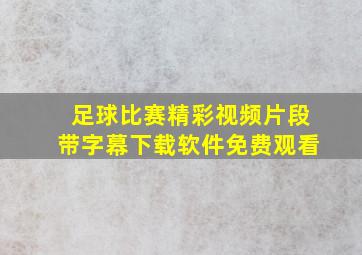 足球比赛精彩视频片段带字幕下载软件免费观看